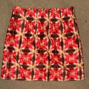 J. Crew Red and Brown Patterned Mini Skirt